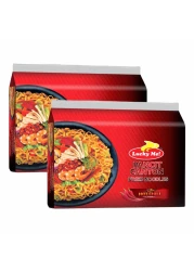 Lucky Me! Hot Chili Flavour Pancit Canton Fried Noodles 6 Noodles, 60g Pack of 2