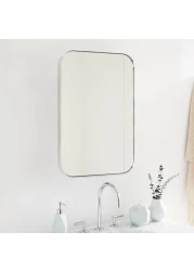 EGHOME 22x30'' Brushed Nickel Rounded Rectangle Bathroom Vanity Wall Mirror Stainless Steel Metal Framed Rectangular Bathroom Mirror, Vertical and Horizontal Hanging