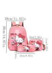 Sanrio 1pc Hello Kitty Kulomi 3 Piece Backpack Set Cartoon Print KT Cat Suitable For Middle High School Includes Backpack Shoulder Bag Pencil Case Great For Campus Back To School Outings And Gifts