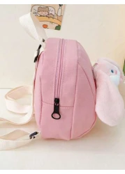 1pc Girls Mini Plush Cartoon Rabbit Candy Color Cute Backpack Suitable For Kindergarten Outings And Daily Use