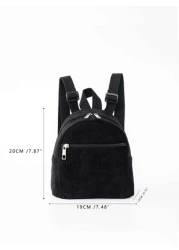 1 Pc Mini Cute Solid Color Corduroy Children S Backpack Suitable For Girls Primary School Students School Travel And Vacation Holiday Gifts
