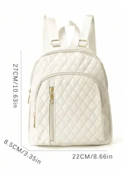 1 Piece Simple And Stylish Solid Color Quilted Multi Pocket Zipper Backpack Lightweight Large Capacity School Bag Backpack With Adjustable Shoulder Strap Portable School Bag For Middle And High School