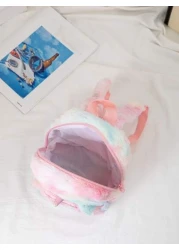 حقيبة ظهر كلاسيكية مطرز برسوم كارتون زغبي بنات