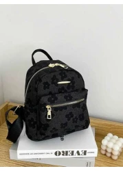 حقيبة ظهر بطبعة زهرية أنيقة للمراهقين، بتصميم سحاب مزدوج، مناسبة للاستخدام اليومي