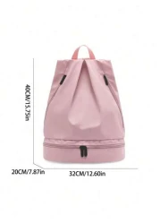 1pc Boys And Girls School Backpack Waterproof Large Capacity Sports Backpack With Shoe Compartment Fashion Solid Color Casual Backpack Suitable For Outdoor Outing Travel Hiking Stadium Sports Universi