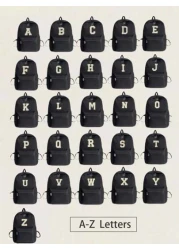 One Piece 26 Alphabet DIY Back To School Fashion Large Capacity School Bag Cute Stylish Multifunctional Backpack Wallet Solid Color Durable Nylon School Backpack Adjustable Strap Multiple Pockets Book