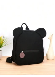 One Girls Cute Cartoon Bear Zippered Backpack Suitable For Daily Use