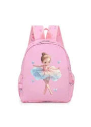 1 قطعة، حقيبة ظهر أميرة عصرية، حقيبة رقص ذات رسوم كرتونية جميلة، بنية من النايلون، فتحة سوستة، بطانة من البولي