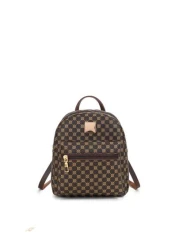 Cute Small Zipper Backpack Geometric Pattern Backpack With Adjustable Strap