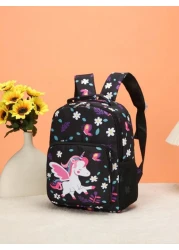 1pc Fashionable Cute Cartoon Unicorn Butterfly Print Backpack Random Print Placement