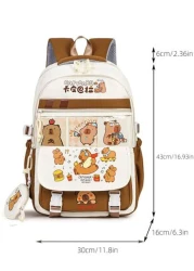 Capybara Backpack For Primary Secondary School Students Large Capacity Lightweight Versatile Fashion Design With A Bonus Coin Purse