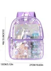 1 Piece Pvc Pink Unicorn Print Cute Children S Backpack Waterproof Backpack For Travel And School Kawaii School Bag With Side Mesh Bag Daily Commuting Use Holiday Gift