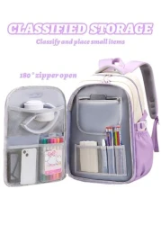 حقيبة ظهر متعددة الجيوب ذات سعة كبيرة للبنات، حقيبة ظهر بوسيطة باللون البنفسجي، حقيبة سفر خارجية مع جيب للعمل