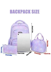 3pcs Girls Backpack Set School Bag Student Bookbag Outdoor Travel Bag Pencil Case Lunch Bag Suitable For Teenage Girls School And Travel Random Print