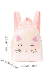 1pc Children Girl Mini Cute Cat Embroidered Backpack Classic Backpack Is Suitable For Little Girl Kindergarten Elementary School Students Daily Use Outdoor Travel Festival Gifts