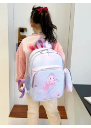 حقيبة ظهر مطبوع عليها رسوم الكرتون والحصان الوحشي المخفض للفتيات ، مع حافظة قلم مدرجة