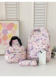 3 Pieces Set Of Fashionable Printed Leisure Travel Backpack Large Capacity Backpack Children Backpack Backpack Preparatory Style School Fashion Backpack Bag Large Capacity With Insulated Lunch Bag Wit