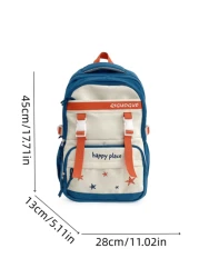 1pc New Fashion Versatile High Quality Contrast Color Student Backpack Large Capacity Water Resistant Suitable For Commute And Outdoor Use