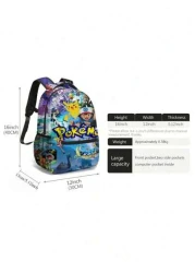 pokemon 3D Pokemon Fully Printed Pikachu Primary And Secondary School Bag Boys And Girls Anime Kawaii Cartoon School Bag Backpack