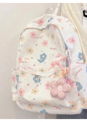 حقيبة ظهر كرتونية بطبعات ملونة متباينة ، حقيبة مدرسية ناعمة متعددة الاستخدامات ، حقيبة كتب كبيرة السعة ، حقيب