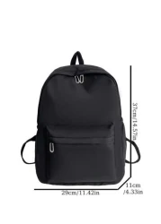 1 Pc Back To School Causal Preppy School Bag Durable Nylon Spacious Multiple Pockets High Capacity With Laptop Compartment Zipper Backpack Purse Solid Color School Backpack Lightweight Bookbags Portab