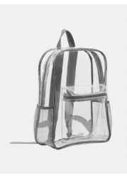 حقيبة ظهر شفافة مع سحاب مناسبة للاستخدام المدرسي، مناسبة للأعمار من 9 إلى 13 عاما، قطعة واحدة