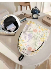 1pc Floral Print Backpack Zipper Closure With Pockets Stylish Backpack For Boys And Girls Suitable For School Outings And Daily Use