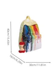 1pc New Fashion Versatile Contrast Color Graffiti Student Backpack Waterproof Nylon Large Capacity Outdoor Schoolbag No Pendant