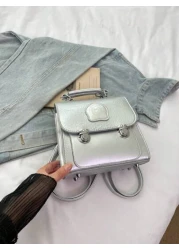 1pc Backpack Pu Flip Top Opening And Closing Fashionable Girl S Backpack 2025 Summer New Simple Versatile Backpack Korean Style Hand Held Backpack Smooth And Comfortable Shoulder Strap With Sufficient