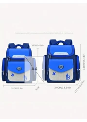 1pc Boys Girls Primary School Students Schoolbag Zip Closure Simple Spine Protection Load Reduction Large Capacity Waterproof Backpack Daily Use