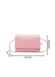 1 Pc Solid Color Crocodile Embossed Mini Crossbody Bag SpringSummer Square Bag Magnetic Flip Purse Perfect For Children Girls Students For Daily Use Outings Shopping