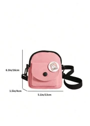 1 Pc Mini Children Crossbody Bag Canvas Bag Square Bag Coin Purse Shoulder Bag Versatile Lightweight Portable Zip Closure Adjustable Strap For Daily Purse For Travel Vacation Shopping Kids Outdoor Sup