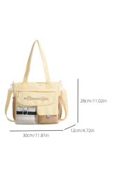 1pc New Student Tutoring Bag Casual Contrast Color Nylon Waterproof Large Capacity Shoulder Bag