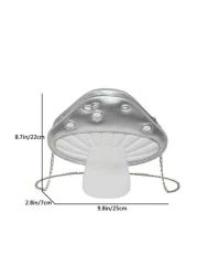 1 Pc New Pu Material Girl s Solid Color Mushroom Shaped Messenger Bag Metal Chain Shoulder Strap Smooth Zipper Closure Fashionable And Unique Stylish And Exquisite Suitable For Daily Shopping Travel A