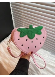 1pc Korean Version Pu Material Strawberry Bag Cute Strawberry Full Of Fashion Sense Simple Closure Convenient For Taking And Putting Items Perfect For Shopping Work Or Travel Very Suitable For Taking