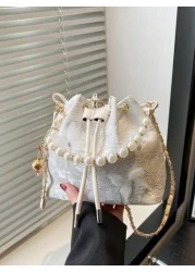 1pc New Cute Girl Niche High End Girl Crossbody Bag Pearl Handle Adjustable Shoulder Strap Suitable For School Traveling Can Easily Accommodate Daily Necessities Versatile Item Fashion Darling Suitabl