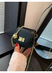 1pc New Cute Girl Niche High End Pu Mini Crossbody Bag And Fashionable New Bag Fresh And Dopamine Color Matching Youthful Girl Style Can Be Carried By Hand Or Across The Body Metal Chain Casual And Fa