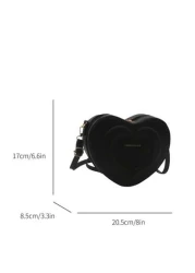 1pc A Cute And Fresh Style Heart Shaped Crossbody Bag Made Of Pu Material With Zipper Closure Adjustable Shoulder Strap And Large Capacity It Is Suitable For Teenagers Whether It Is For Students Daily