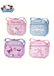 Sanrio 1pc Sanleo Hello Kitty Kuromi Melody Yugui Dog New Children s Crossbody Bag Fashion Cute Oval Girls Shopping Shoulder Bag Leather Waterproof Crossbody Bag Small Bag