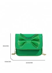 Fashionable Structured PU Shoulder Bag For Girls Cute Bow Decor Mini Square Crossbody Bag Flap Cover Coin Pouch