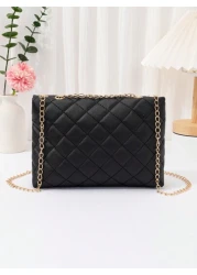 New Children Embroidery Thread Mini Black White Fashionable Simple Crossbody Bag Popular Among Teenage Girls Suitable For Shopping Holding Phone And Cosmetics