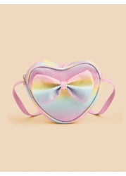 1pc Kids Girls Fashion Heart Bowknot Crossbody Bag Girls Mini Coin Purse