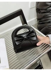 1pc Fashionable Popular Chain Bag Handbag Bow Shoulder Bag Cute Crossbody Bag With Cute Sweet Bow Decoration Handbag Pu Material Magnetic Buckle Closure Suitable For Girls Shopping Party Daily Use Put