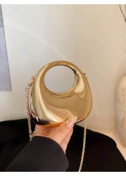 حقيبة يد بسيطة 1 قطعة، حقيبة هلالية من الاكريليك، حقيبة سلسلة لامعة جديدة، حقيبة يد ذات كتف واحد، عصرية، متعدد