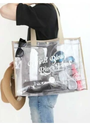 Transparent PVC Beach Tote Bag Large Capacity Jelly Bag Minimalist Travel Storage Bag Swimsuit Gym Handbag Toiletry Organizer