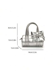 Fashion Bow Mini Handbag Solid Color Cute Small Crossbody Bag Lipstick Pouch