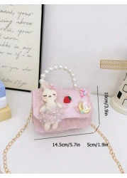 1 Pc Mini Young Children Handbag Pearl Bag Flip Bag Princess BagChain Messenger Bag Small Square Bag Shoulder Bag Candy Storagebag Versatile Lightweight Flip Closure Casual Bag For Travel VacationOutd