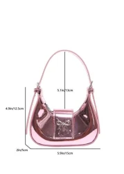 Girls Fashionable Glossy Handbag Coin Purse Butterfly Decor Small Crossbody Bag