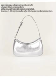 1pc Mirror Silver Handbag Patent Leather Reflective Clutch Shoulder Bag