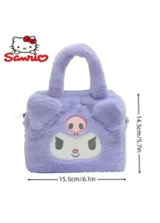 Sanrio Sanrio 1pc Cute Cartoon Character Plush Hand Bag Adjustable 3D Handle Tote Bag For Girls Themed Anime Design Travel Storage Pouch With Soft Padding Strap For Travel Storage Bag Makeup Bag Cosme